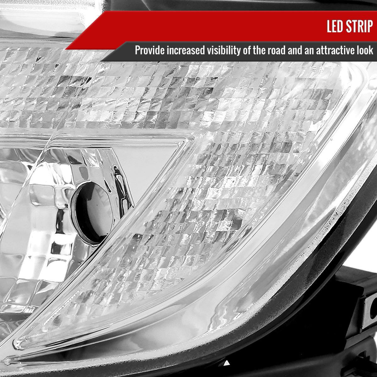 2007-2010 Ford Edge Halo Projector Headlights w/ LED Light Strip (Chrome Housing/Clear Lens)