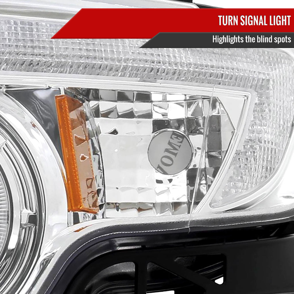 2007-2010 Ford Edge Halo Projector Headlights w/ LED Light Strip (Chrome Housing/Clear Lens)