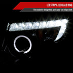 2007-2010 Ford Edge Halo Projector Headlights w/ LED Light Strip (Glossy Black Housing/Smoked Lens)