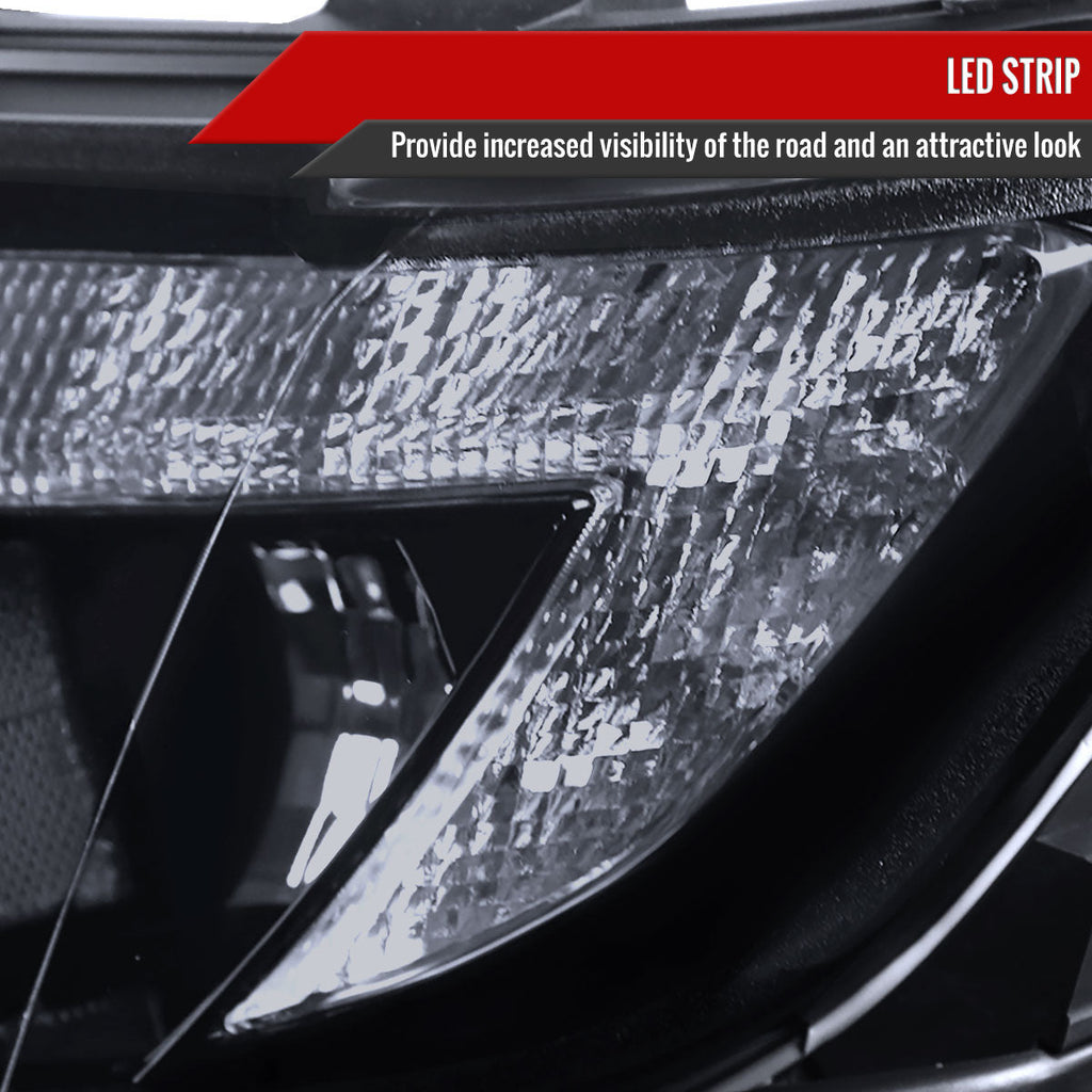 2007-2010 Ford Edge Halo Projector Headlights w/ LED Light Strip (Glossy Black Housing/Smoked Lens)