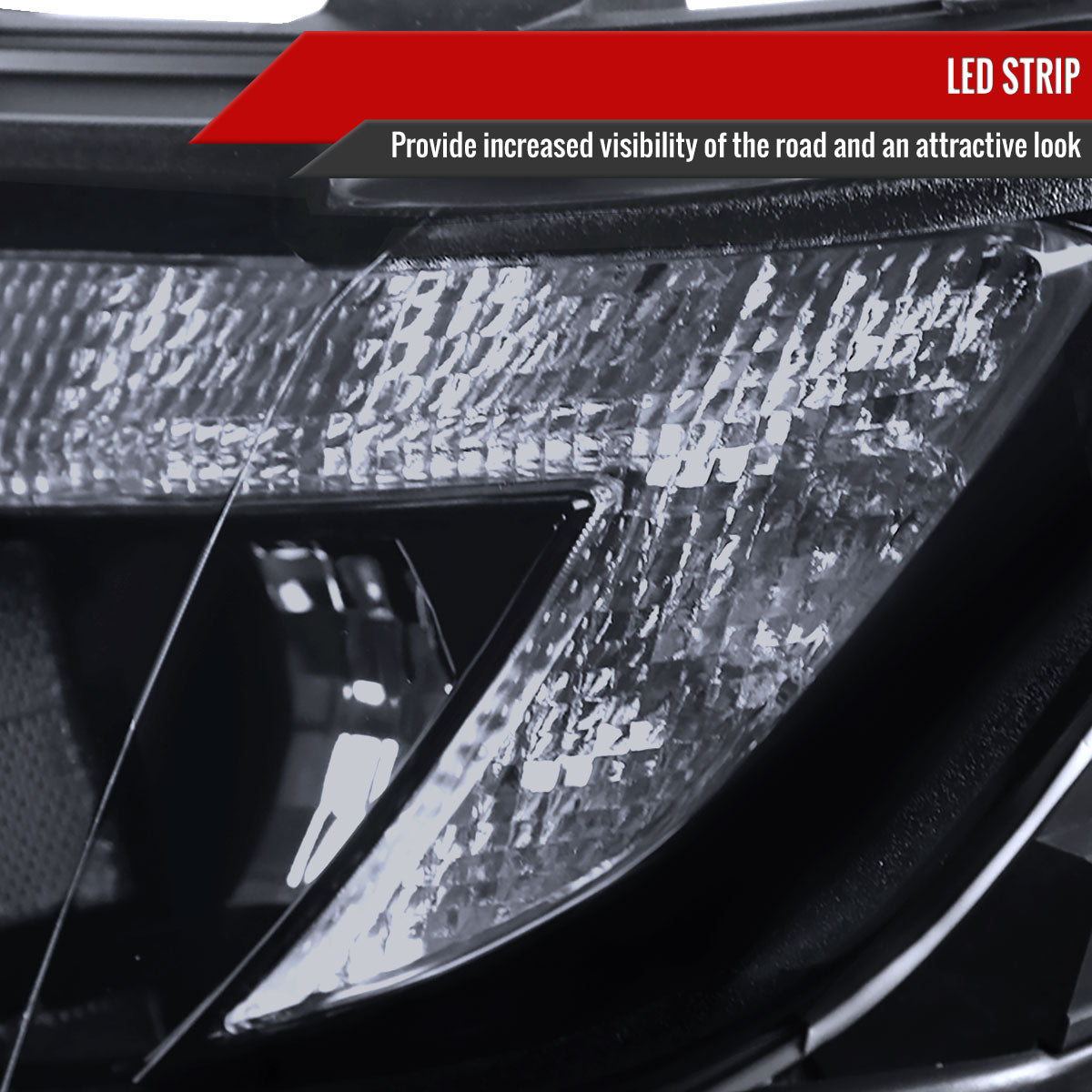 2007-2010 Ford Edge Halo Projector Headlights w/ LED Light Strip (Glossy Black Housing/Smoked Lens)