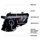 2007-2010 Ford Edge Halo Projector Headlights w/ LED Light Strip (Glossy Black Housing/Smoked Lens)