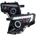 2007-2010 Ford Edge Halo Projector Headlights w/ LED Light Strip (Glossy Black Housing/Smoked Lens)
