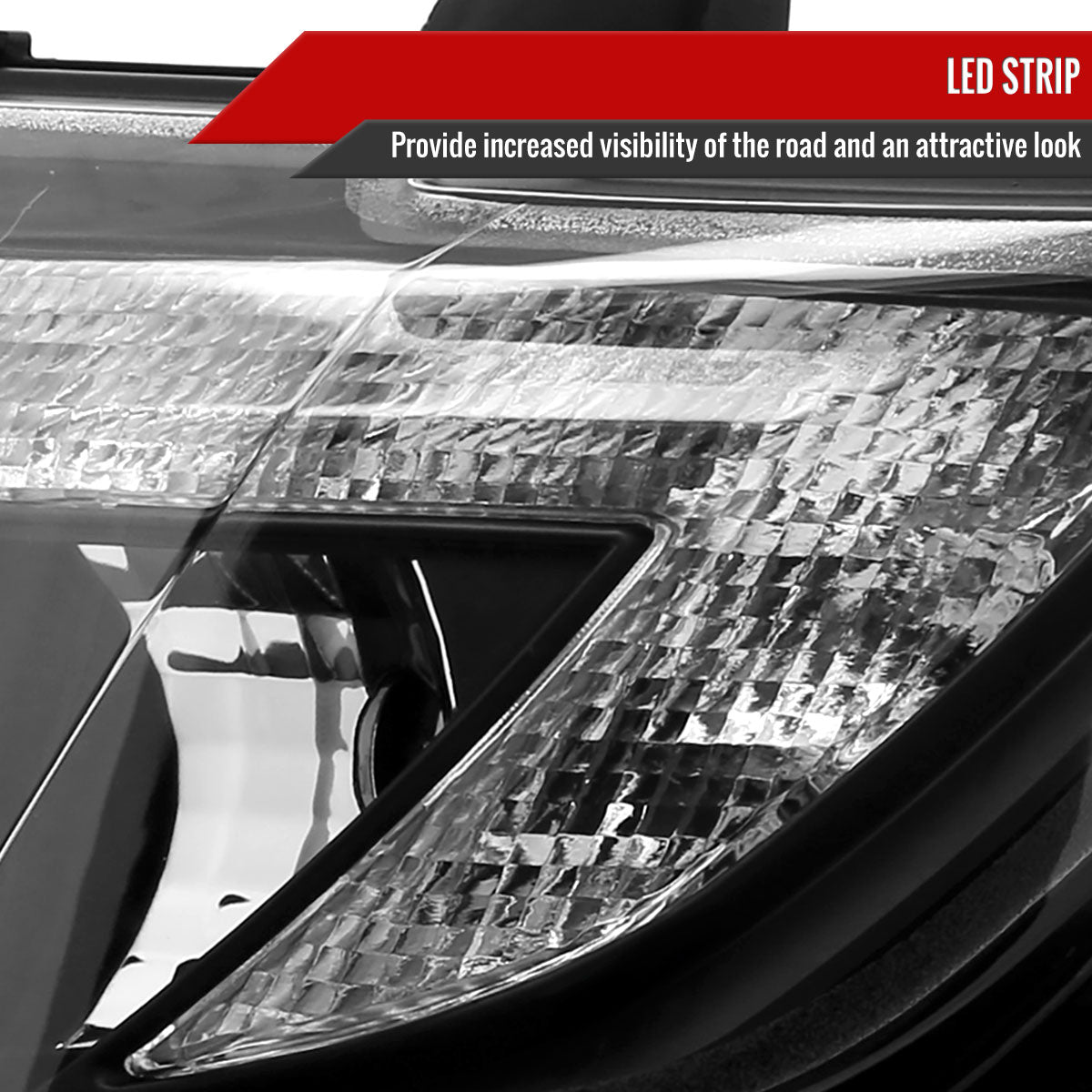 2007-2010 Ford Edge Halo Projector Headlights w/ LED Light Strip (Matte Black Housing/Clear Lens)