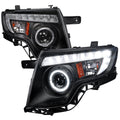 2007-2010 Ford Edge Halo Projector Headlights w/ LED Light Strip (Matte Black Housing/Clear Lens)