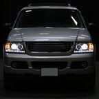 2002-2005 Ford Explorer Dual Halo Projector Headlights (Chrome Housing/Clear Lens)