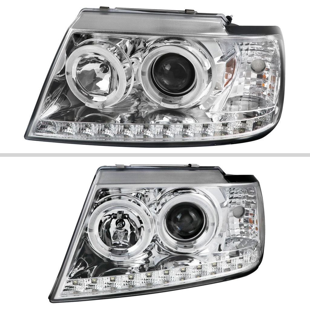 2002-2005 Ford Explorer Dual Halo Projector Headlights (Chrome Housing/Clear Lens)