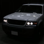 2002-2005 Ford Explorer Dual Halo Projector Headlights w/ LED Light Strip (Jet Black Housing/Clear Lens)