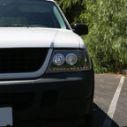 2002-2005 Ford Explorer Dual Halo Projector Headlights w/ LED Light Strip (Jet Black Housing/Clear Lens)