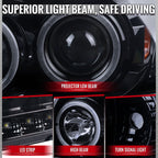 2002-2005 Ford Explorer Dual Halo Projector Headlights (Glossy Black Housing/Smoked Lens)