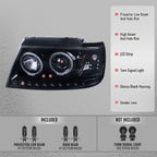 2002-2005 Ford Explorer Dual Halo Projector Headlights (Glossy Black Housing/Smoked Lens)