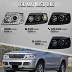 2002-2005 Ford Explorer Dual Halo Projector Headlights (Matte Black Housing/Clear Lens)