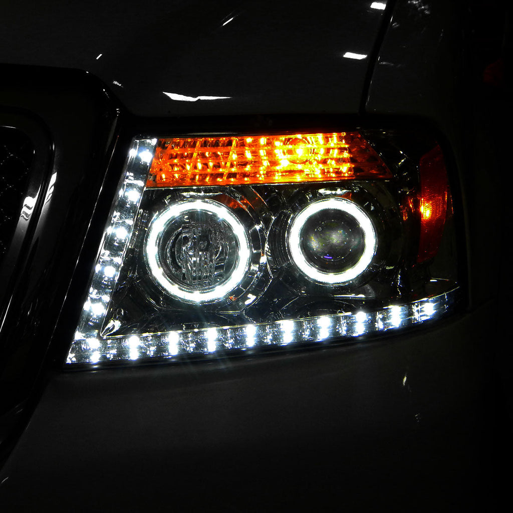 2004-2008 Ford F-150/ 2006-2008 Lincoln Mark LT Dual Halo Projector Headlights w/ LED Light Strip (Chrome Housing/Clear Lens)