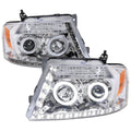 2004-2008 Ford F-150/ 2006-2008 Lincoln Mark LT Dual Halo Projector Headlights w/ LED Light Strip (Chrome Housing/Clear Lens)