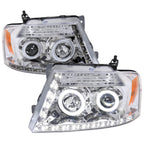 2004-2008 Ford F-150/ 2006-2008 Lincoln Mark LT Dual Halo Projector Headlights w/ LED Light Strip (Chrome Housing/Clear Lens)