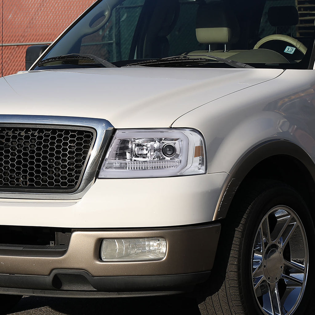 2004-2008 Ford F-150/ 2006-2008 Lincoln Mark LT LED C-Bar Projector Headlights (Chrome Housing/Clear Lens)