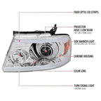 2004-2008 Ford F-150/ 2006-2008 Lincoln Mark LT Projector Style Headlights w/ LED Bar (Chrome Housing/Clear Lens)