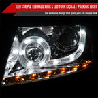 2004-2008 Ford F-150/ 2006-2008 Lincoln Mark LT Halo Projector Headlights w/ SMD LED Light Strip & LED Turn Signal Lights (Chrome Housing/Clear Lens)