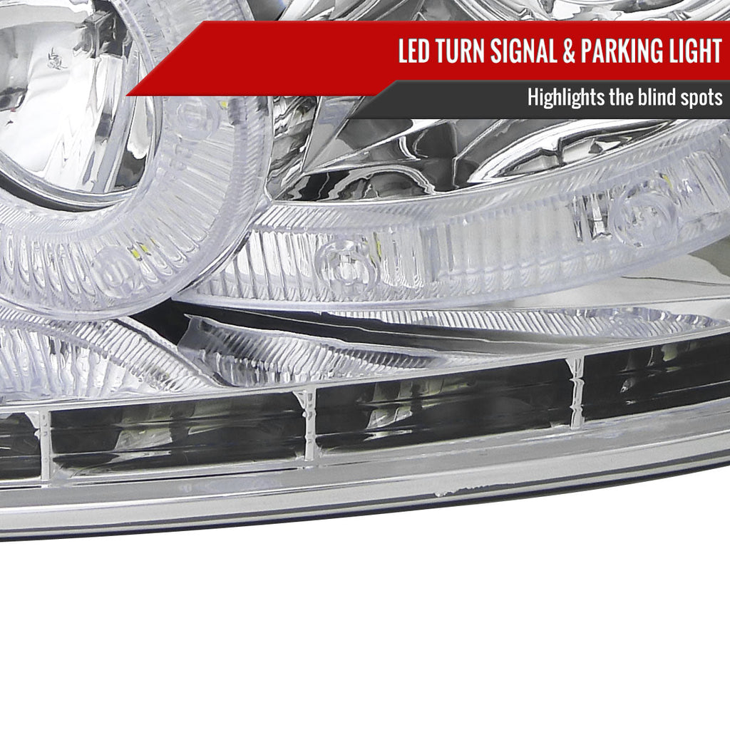 2004-2008 Ford F-150/ 2006-2008 Lincoln Mark LT Halo Projector Headlights w/ SMD LED Light Strip & LED Turn Signal Lights (Chrome Housing/Clear Lens)