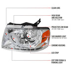 2004-2008 Ford F-150/ 2006-2008 Lincoln Mark LT Halo Projector Headlights w/ SMD LED Light Strip & LED Turn Signal Lights (Chrome Housing/Clear Lens)