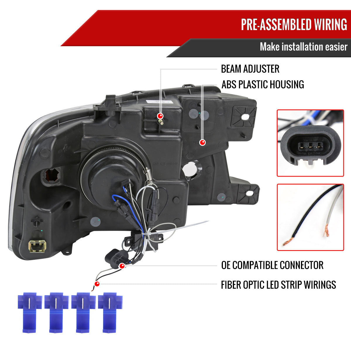 2004-2008 Ford F-150/ 2006-2008 Lincoln Mark LT Projector Style Headlights w/ LED Bar (Chrome Housing/Smoked Lens)