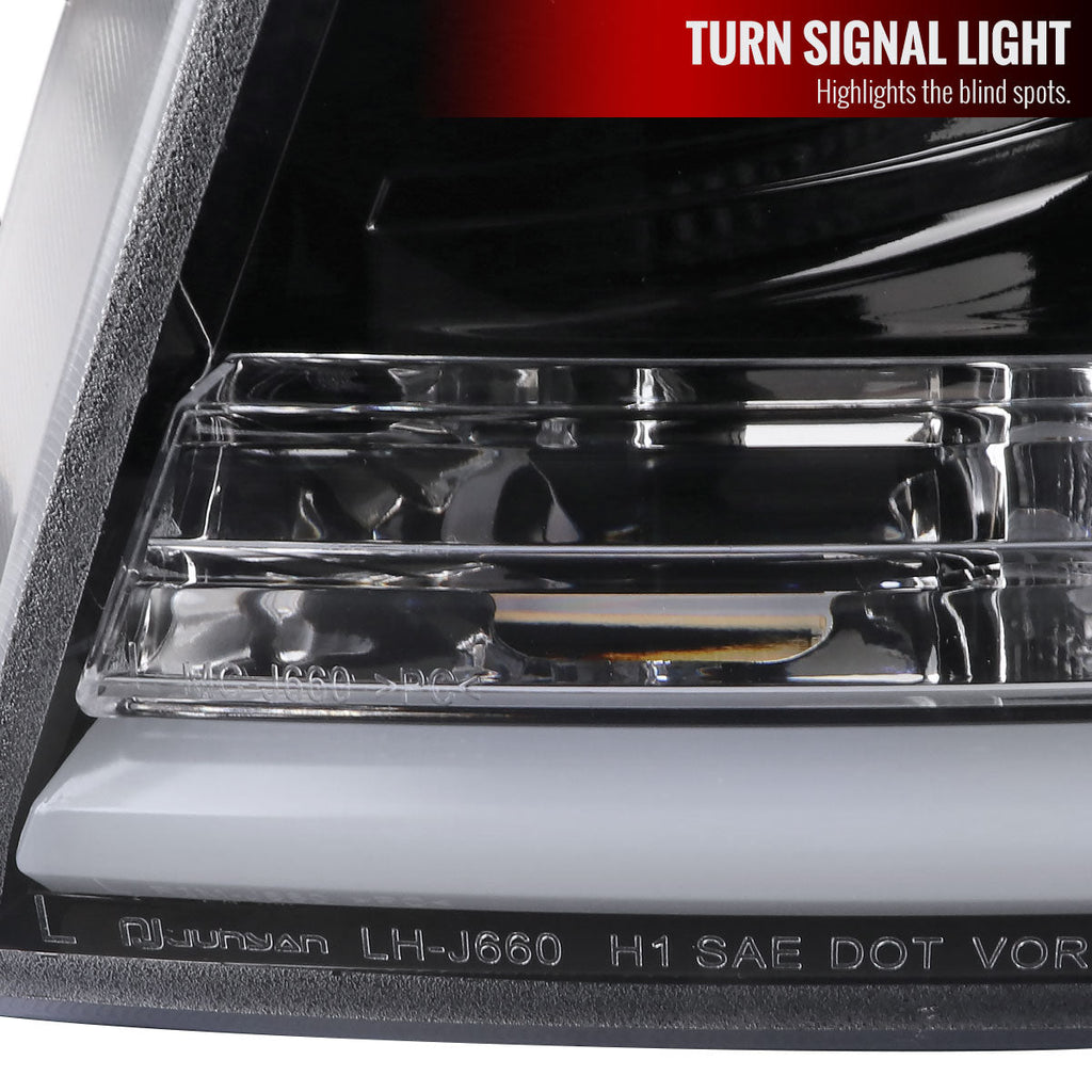 2004-2008 Ford F-150/ 2006-2008 Lincoln Mark LT LED C-Bar Projector Headlights (Jet Black Housing/Clear Lens)