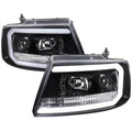 2004-2008 Ford F-150/ 2006-2008 Lincoln Mark LT LED C-Bar Projector Headlights (Jet Black Housing/Clear Lens)