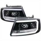 2004-2008 Ford F-150/ 2006-2008 Lincoln Mark LT LED C-Bar Projector Headlights (Jet Black Housing/Clear Lens)