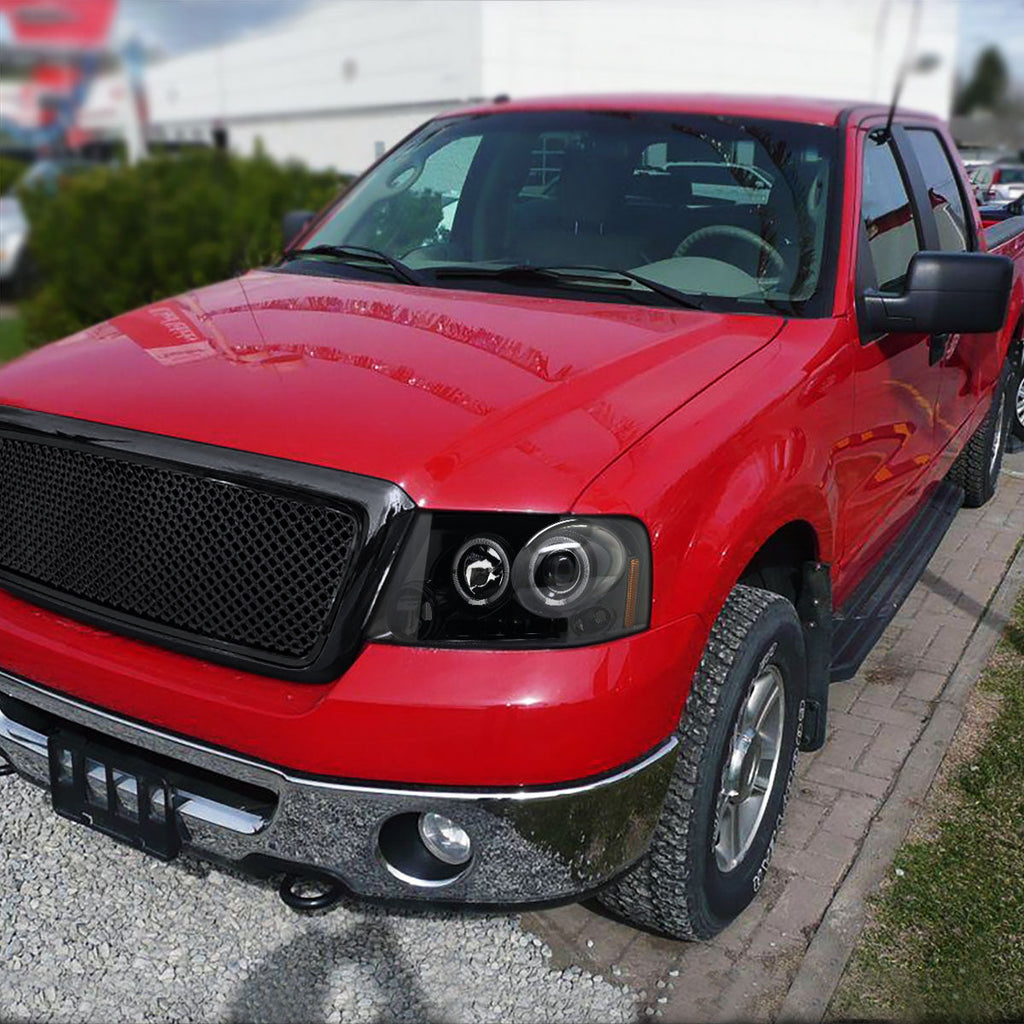 2004-2008 Ford F-150/ 2006-2008 Lincoln Mark LT Dual Halo Projector Headlights (Jet Black Housing/Clear Lens)