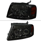 2004-2008 Ford F-150/ 2006-2008 Lincoln Mark LT Dual Halo Projector Headlights w/ LED Light Strip (Chrome Housing/Smoked Lens)