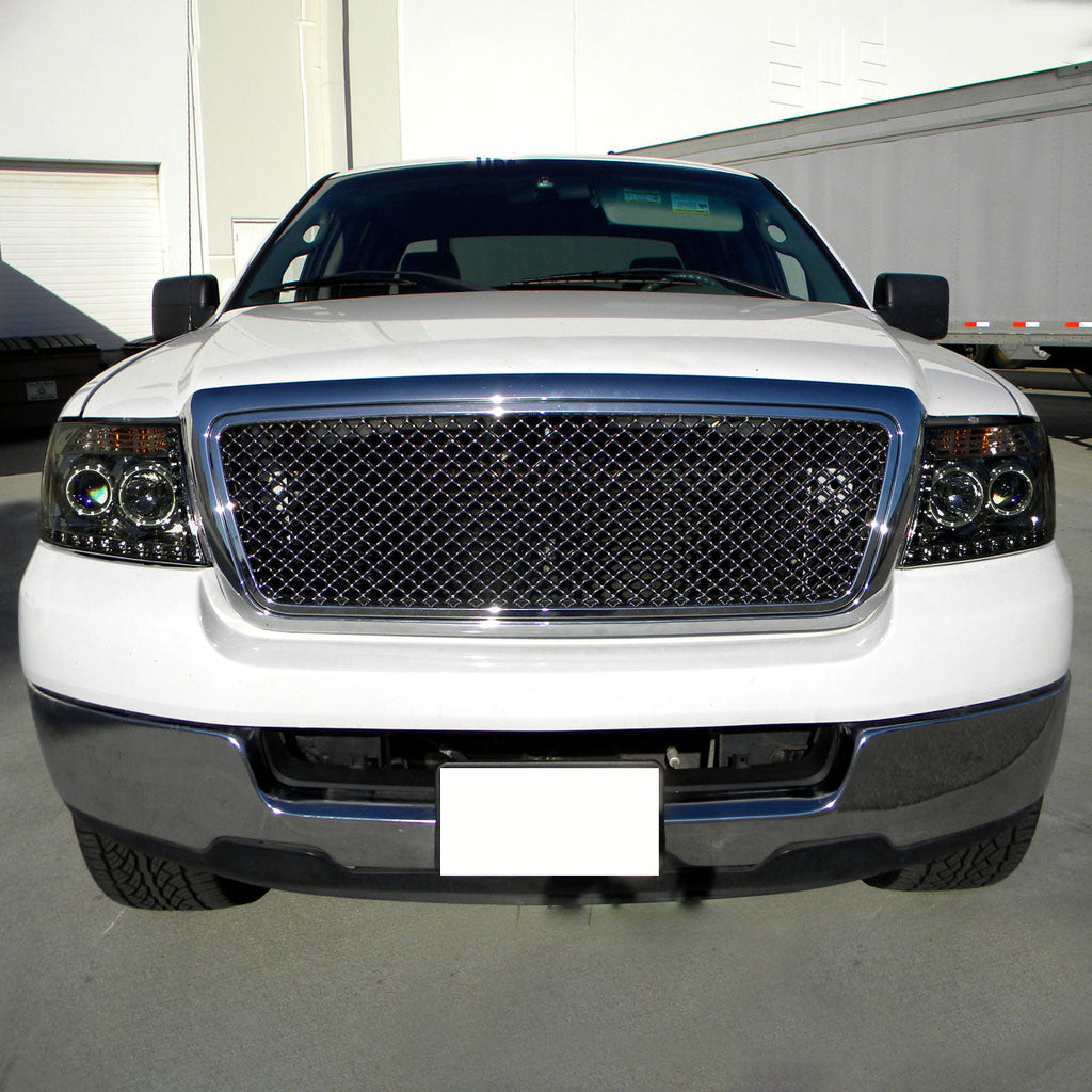 2004-2008 Ford F-150/ 2006-2008 Lincoln Mark LT Dual Halo Projector Headlights w/ LED Light Strip (Chrome Housing/Smoked Lens)