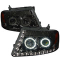 2004-2008 Ford F-150/ 2006-2008 Lincoln Mark LT Dual Halo Projector Headlights w/ LED Light Strip (Chrome Housing/Smoked Lens)