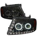 2004-2008 Ford F-150/ 2006-2008 Lincoln Mark LT Dual Halo Projector Headlights w/ LED Light Strip (Chrome Housing/Smoked Lens)