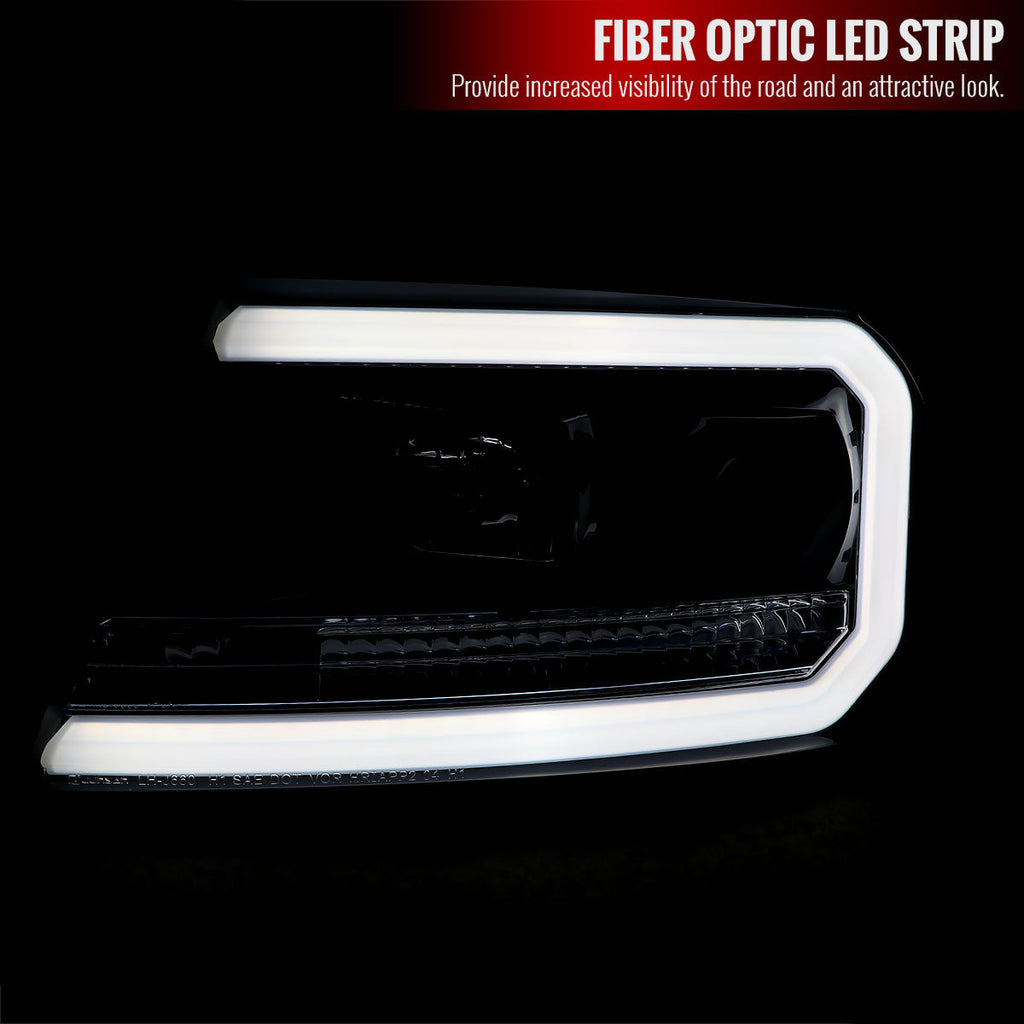 2004-2008 Ford F-150/ 2006-2008 Lincoln Mark LT LED C-Bar Projector Headlights (Glossy Black Housing/Smoked Lens)