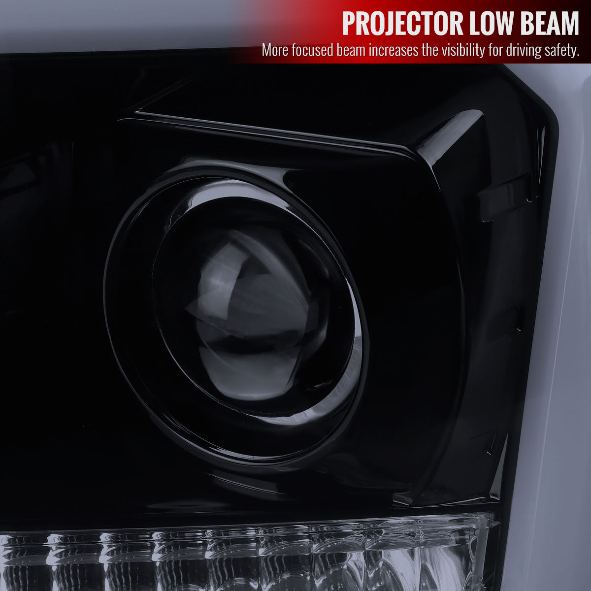 2004-2008 Ford F-150/ 2006-2008 Lincoln Mark LT LED C-Bar Projector Headlights (Glossy Black Housing/Smoked Lens)
