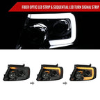 2004-2008 Ford F-150/ 2006-2008 Lincoln Mark LT Switchback Sequential LED C-Bar Projector Headlights (Chrome Housing/Smoked Lens)