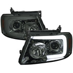 2004-2008 Ford F-150/ 2006-2008 Lincoln Mark LT Switchback Sequential LED C-Bar Projector Headlights (Chrome Housing/Smoked Lens)