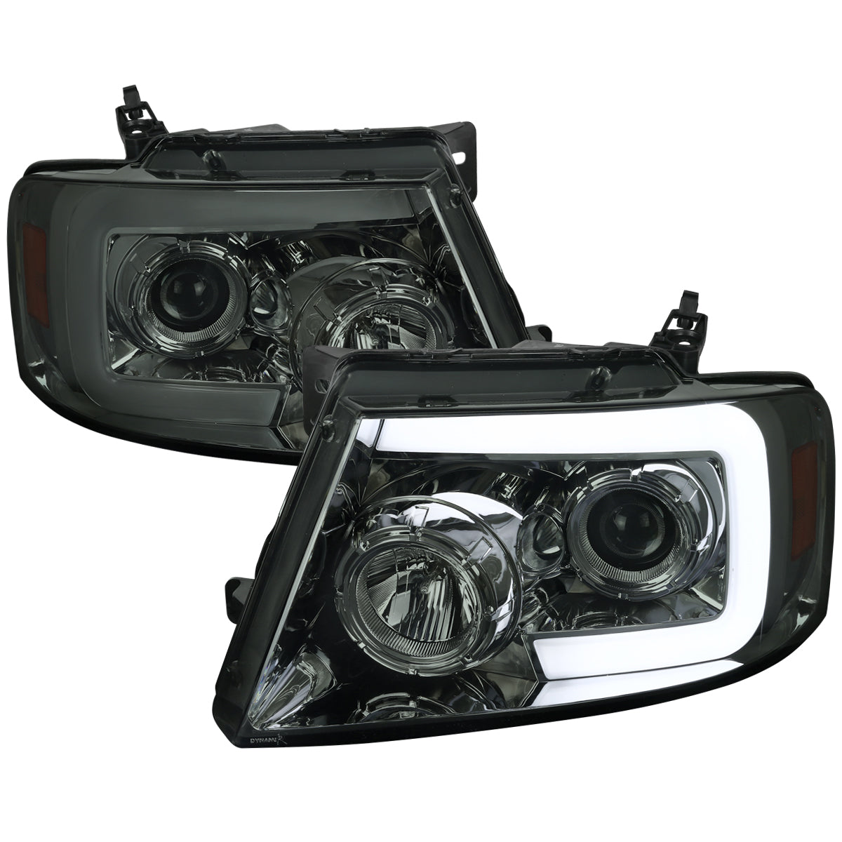 2004-2008 Ford F-150/ 2006-2008 Lincoln Mark LT Switchback Sequential LED C-Bar Projector Headlights (Chrome Housing/Smoked Lens)