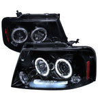 2004-2008 Ford F-150/ 2006-2008 Lincoln Mark LT Dual Halo Projector Headlights (Glossy Black Housing/Smoked Lens)