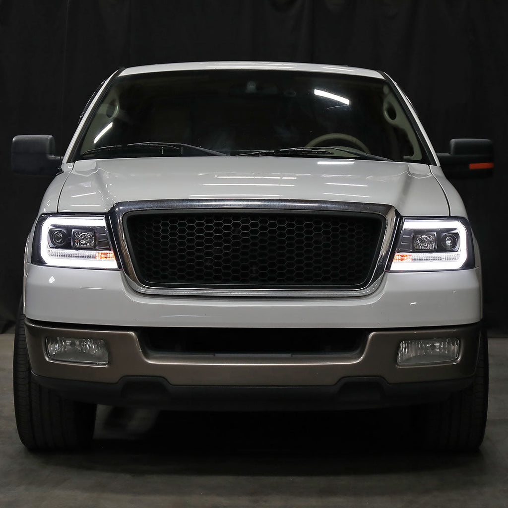 2004-2008 Ford F-150/ 2006-2008 Lincoln Mark LT LED C-Bar Projector Headlights (Matte Black Housing/Clear Lens)