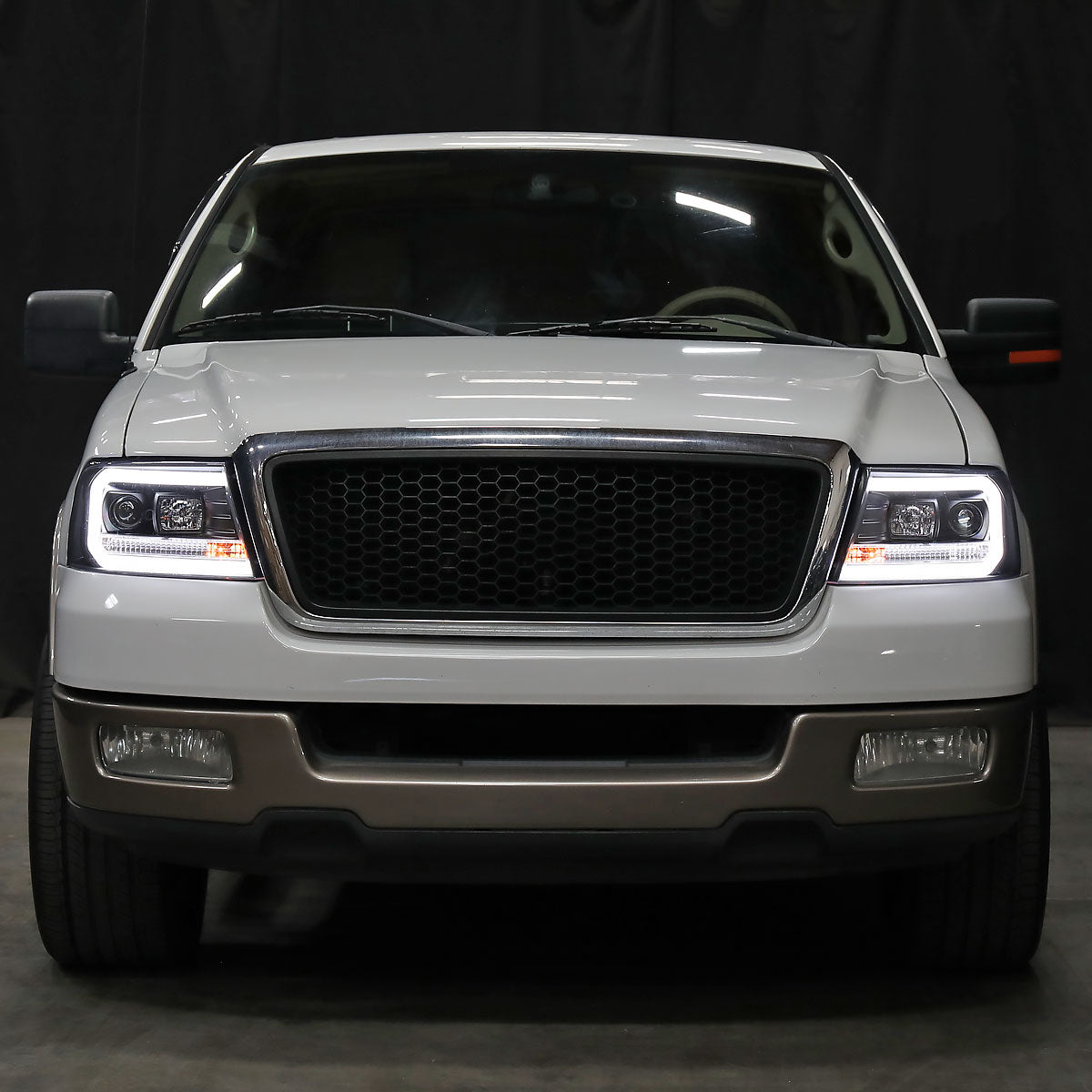 2004-2008 Ford F-150/ 2006-2008 Lincoln Mark LT LED C-Bar Projector Headlights (Matte Black Housing/Clear Lens)