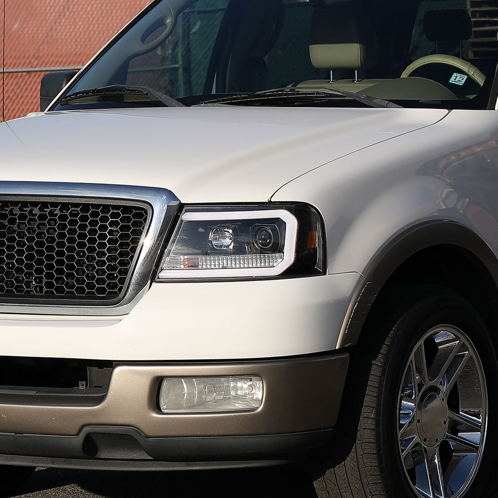 2004-2008 Ford F-150/ 2006-2008 Lincoln Mark LT LED C-Bar Projector Headlights (Matte Black Housing/Clear Lens)