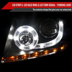 2004-2008 Ford F-150/ 2006-2008 Lincoln Mark LT Halo Projector Headlights w/ SMD LED Light Strip & LED Turn Signal Lights (Matte Black Housing/Clear Lens)