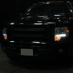 2009-2014 Ford F-150 Projector Headlights w/ LED Light Strip (Chrome Housing/Clear Lens)