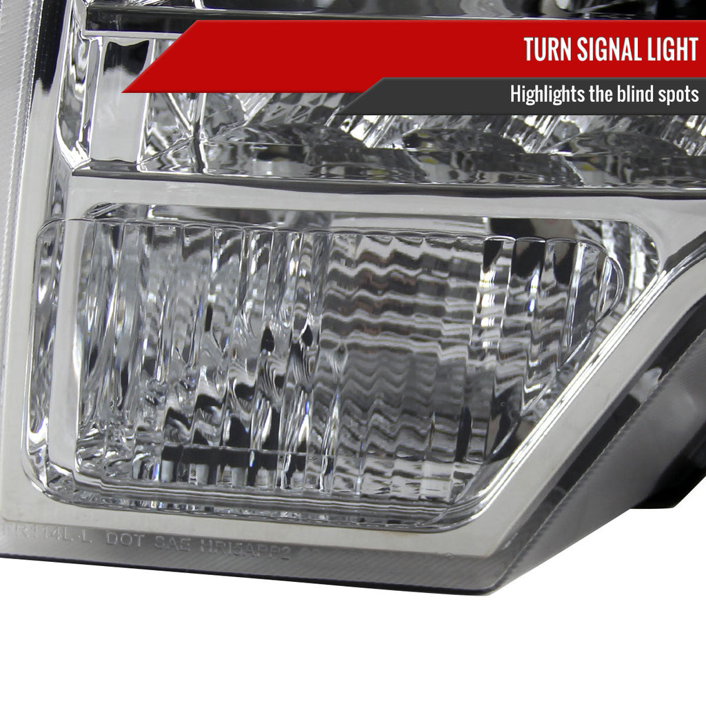 2009-2014 Ford F-150 Projector Headlights w/ LED Light Strip (Chrome Housing/Clear Lens)