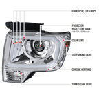 2009-2014 Ford F-150 LED C-Bar Projector Headlights (Chrome Housing/Clear Lens)