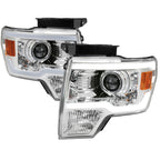 2009-2014 Ford F-150 LED Strip Projector Headlights (Chrome Housing/Clear Lens)