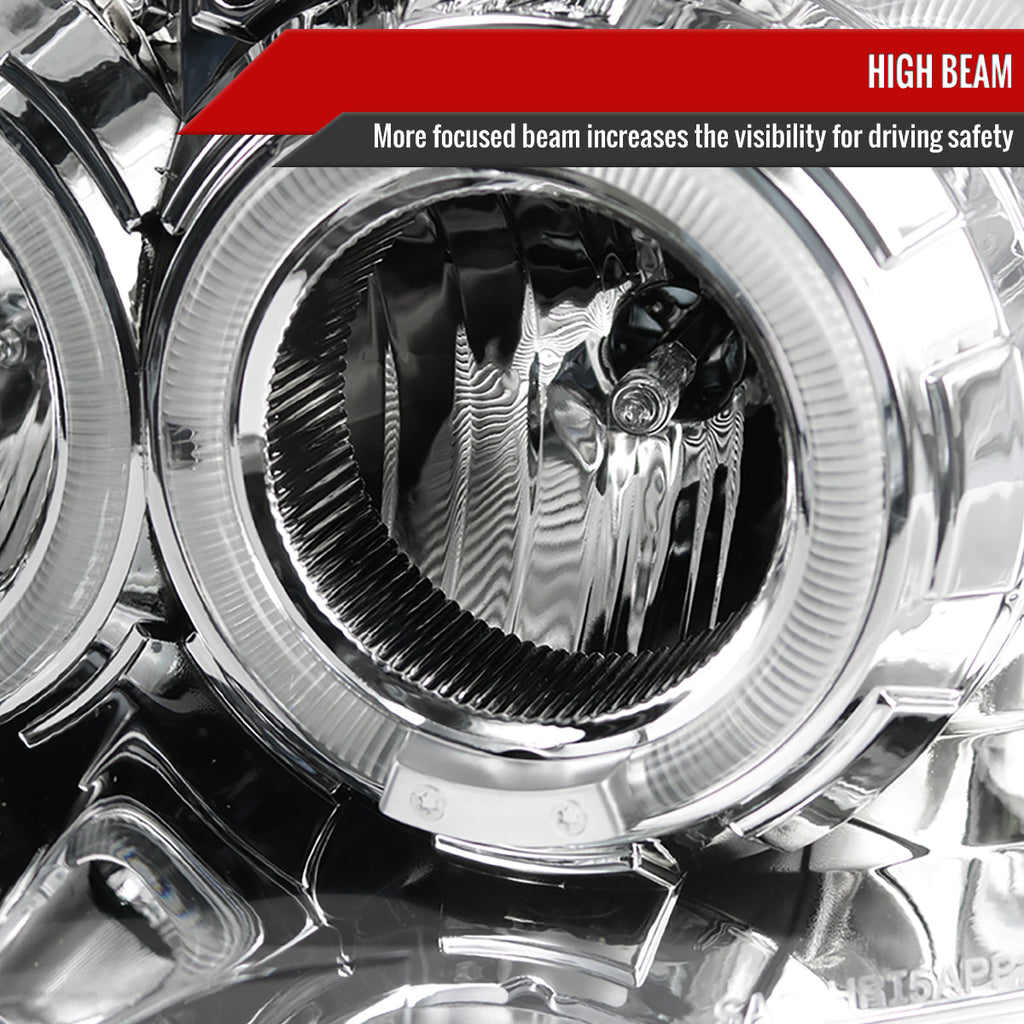2009-2014 Ford F-150 Dual Halo Projector Headlights (Chrome Housing/Clear Lens)