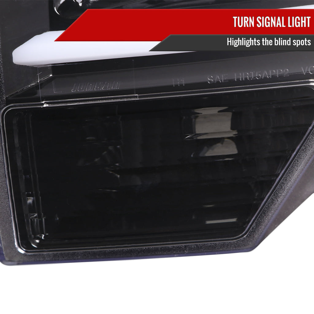 2009-2014 Ford F-150 LED C-Bar Projector Headlights (Jet Black Housing/Clear Lens)