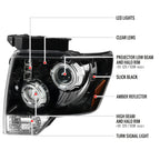 2009-2014 Ford F-150 Dual Halo Projector Headlights (Jet Black Housing/Clear Lens)